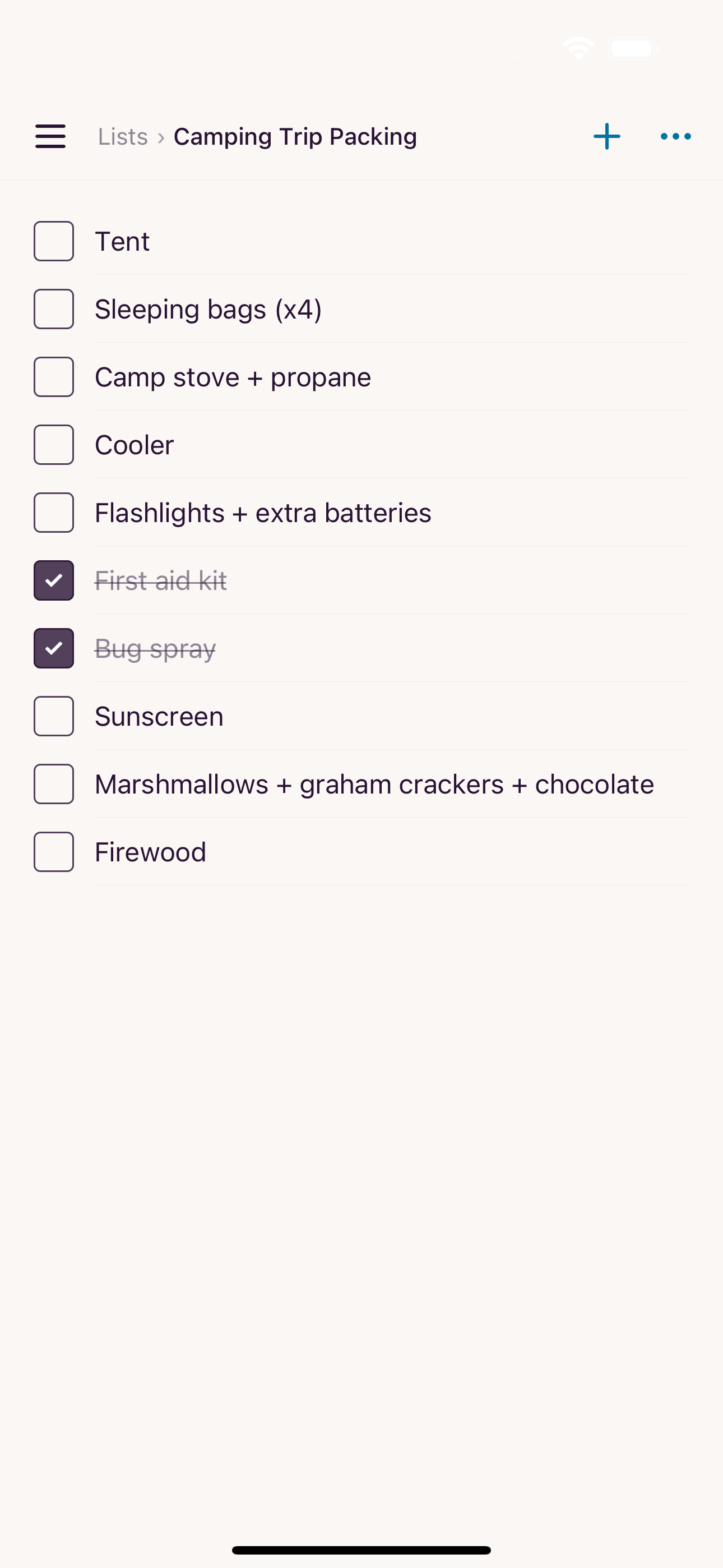 Screenshots of the Tera lists view