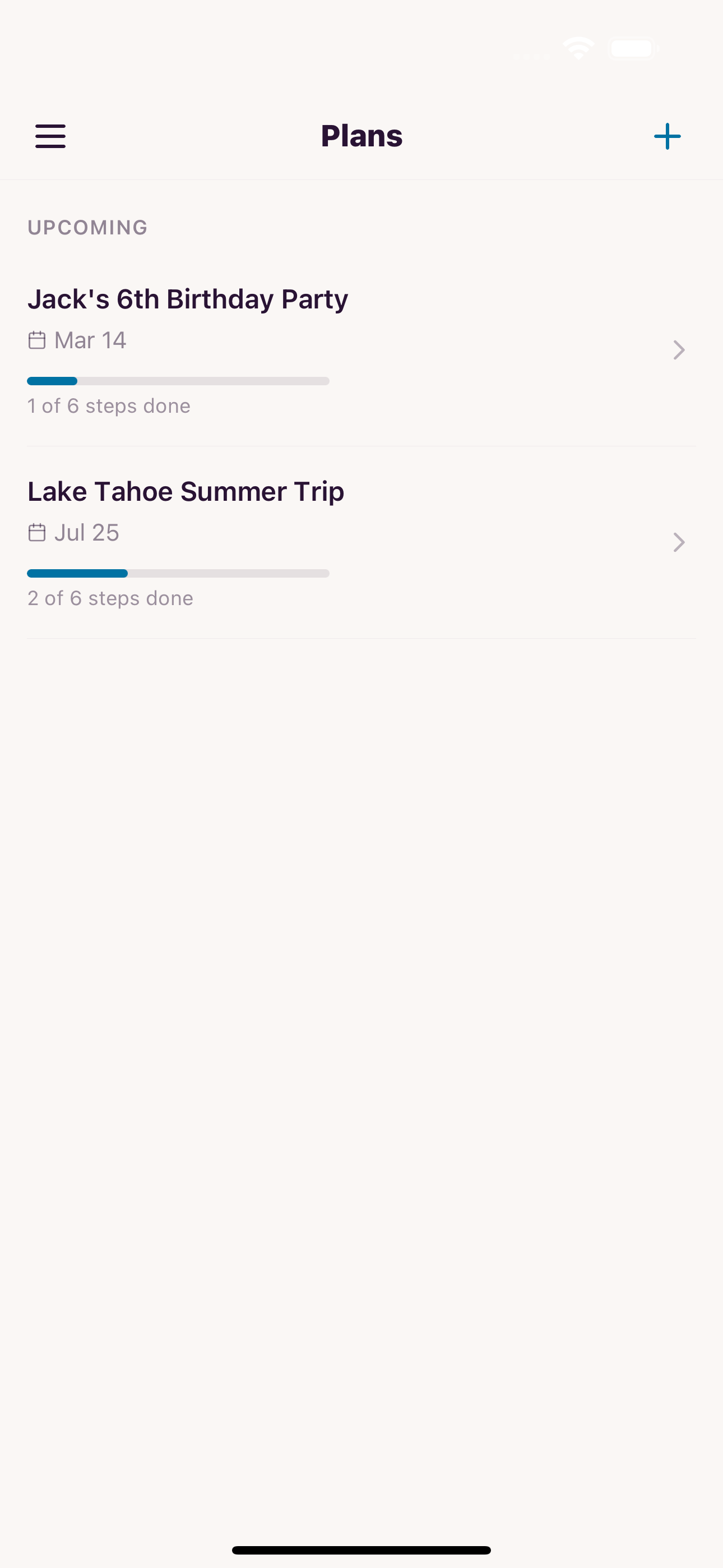 Screenshots of the Tera plans view